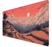 Gaming Mouse Pad XXL 900x400mm Orange Color Mouse Pad Terraced Fields Desk Mat Large, Non-Slip Rubber Base with Stitched Edges Computer Keyboard Mat, Desk Accessories for Men, PC, Laptop, Office w5088