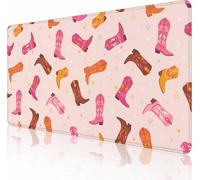 Gaming Mouse Pad, XXL Extended Computer Keyboard Long Mouse Mat, Large Desk Pad for Office Laptop, Non-Slip Rubber Base with Stitched Edge Mousepad, 31.5X15.7 inch Cowgirl Boots Pattern