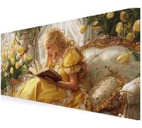 Gaming Mouse Pad XXL Large Desk Mat 600x1200x3 mm Extended Computer Mouse (Women in yellow) Mat with Stitched Edges, Non-Slip Rubber Base, Waterproof Smooth Surface for PC Gaming, Office Home V-264
