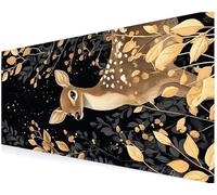 Gaming Mouse Pad XXL Large Desk Mat 700x400x3 mm Extended Computer Mouse (Deer Yellow) Mat with Stitched Edges, Non-Slip Rubber Base, Waterproof Smooth Surface for PC Gaming, Office Home Laptop V-424