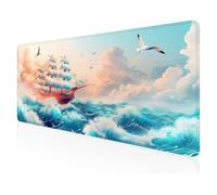 Gaming Mouse Pad XXXL Desk Mat Large, Seagull Boat Mouse Pad, Non-Slip Rubber Base, Smooth Cloth Surface, Improved Precision, for Speed and Control, Soft Mousepad Festival Gifts 100x50 CM Y-41