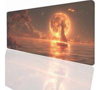 Gaming Mouse Pad Yellow Boat Mouse Mat 35.5 x 11.8 inch with Stitched Edges, Large Extended XXL with Anti Slip Base, Desk Pad for Desk Keyboard Water Decor, Gifts for Men Kids LMDT11922