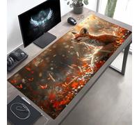 Gaming Mouse Pad, Yellow Fox Mouse Mat with Stitched Edges, Large Extended XXL Mousepad with Anti Slip Base, for Desk Keyboard Decoration, Gifts for Men Adults Kids 1000x500x3 mm PjY1217 8-R