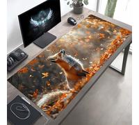 Gaming Mouse Pad, Yellow Fox Mouse Mat with Stitched Edges, Large Extended XXL Mousepad with Anti Slip Base, for Desk Keyboard Decoration, Gifts for Men Adults Kids 100 x 50cm PjY3537 6-8