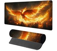 Gaming Mouse Pad Yellow Mouse Mat 1000x500x3mm, Phoenix Mousemat with Stitched Edge Design, Waterproof Surface XXL Extended Desk Pad Large for Office and Home PC Gaming Desk Accessories, Gifts 7-2151