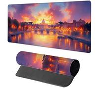 Gaming Mouse Pad Yellow Mouse Mat 700x300x3mm, Sunset Mousemat with Stitched Edge Design, Waterproof Surface XXL Extended Desk Pad Large for Office and Home PC Gaming Desk Accessories, Gifts I-7931