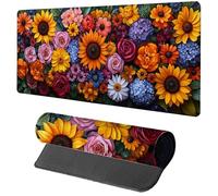 Gaming Mouse Pad Yellow Mouse Mat 900x400x3mm, Flower Mousemat with Stitched Edge Design, Waterproof Surface XXL Extended Desk Pad Large for Office and Home PC Gaming Desk Accessories, Gifts U-7873