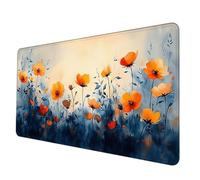 Gaming Mouse Pad Yellow Mouse Mat Flower Desk Mat Large 1500 x 800 x 3 mm, Waterproof Mousepad with Stitched Edge, Anti-Slip Rubber Base Desk Pad Computer Accessories for PC, Office/Gaming -hjw2506RO