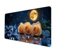 Gaming Mouse Pad Yellow Mouse Mat Flower Desk Mat Large 80 x 30 cm, Waterproof Mousepad with Stitched Edge, Anti-Slip Rubber Base Desk Pad Computer Accessories for PC, Laptop Office/Gaming -hjw2506S3