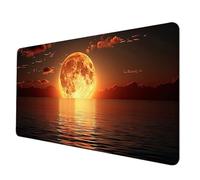 Gaming Mouse Pad Yellow Mouse Mat Moon Desk Mat Large 80 x 30 cm, Waterproof Mousepad with Stitched Edge, Anti-Slip Rubber Base Desk Pad Computer Accessories for PC, Laptop Office/Gaming -hjw2506Y0