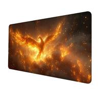 Gaming Mouse Pad Yellow Mouse Mat Phoenix Desk Mat Large 1000 x 500 x 3 mm, Waterproof Mousepad with Stitched Edge, Anti-Slip Rubber Base Desk Pad Computer Accessories for PC, Office/Gaming -hjw25066Z