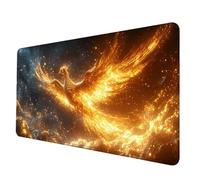 Gaming Mouse Pad Yellow Mouse Mat Phoenix Desk Mat Large (32 x 12 x 0.12 inch), Waterproof Mousepad with Stitched Edge, Anti-Slip Rubber Base Desk Pad Computer Accessories for Office/Gaming -hjw2506T5