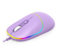 Gaming Mouse, USB Computer Mouse Wired with RGB Backlit, 4 Adjustable DPI up to 6400, Ultra Silent, Optical Computer Mice with Ergonomic Design, for Laptops PC Windows (Purple)