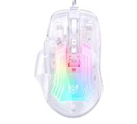 Gaming Mouse with Transparent Crystal Shell, Customizable RGB LED Lights, Wired USB Optical Office Mice with Side Buttons, Adjustable DPI Up to12800 High Precision, Comfortable Grip for PC/Laptop/Mac