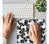Gaming Mousepad Black and White Soccer Ball Pattern Print Square Mouse Pad Soft Cute Computer Mouse Mat with Non-Slip Rubber Base Stitched Edge Mouse Pads for Desk Computers Laptop Office