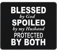 Gaming Mousepad Blessed By God Spoiled By My Husband Stitched Edges Mice Mat Anti-Slip Rubber Base Desk Pad For Laptop Home Computer 25X30Cm
