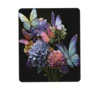 Gaming Mousepad for computer 20x18 cm Non-Slip Rubber Base Cute Mouse Mat for Laptop & Desktop Home Office Desk Accessories Office Supplies Butterflies on flowers