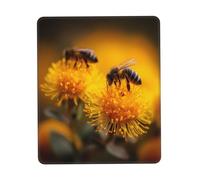 Gaming Mousepad for computer 20x18 cm Non-Slip Rubber Base Cute Mouse Mat for Laptop & Desktop Home Office Desk Accessories Office Supplies Bees on flower