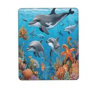 Gaming Mousepad for computer 20x18 cm Non-Slip Rubber Base Cute Mouse Mat for Laptop & Desktop Home Office Desk Accessories Office Supplies Dolphins Sea Turtle Octopus Coral Reef
