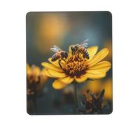 Gaming Mousepad for computer 24x20 cm Non-Slip Rubber Base Cute Mouse Mat for Laptop & Desktop Home Office Desk Accessories Office Supplies Bees on flower