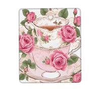 Gaming Mousepad for computer 26x21 cm Non-Slip Rubber Base Cute Mouse Mat for Laptop & Desktop Home Office Desk Accessories Office Supplies Tea Cups with Roses Romantic Shabby