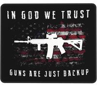 Gaming Mousepad In God Trust My Guns Are Just Backup Stitched Edges Mouse Mat Anti-Slip Rubber Base Mouse Pad For Home Office Computer 25X30Cm