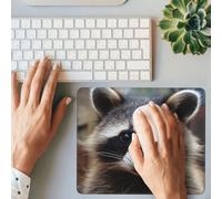 Gaming Mousepad Little Raccoon Face Print Rectangle Mouse Pad Non-Slip Rubber Base Mouse Pads with Durable Stitched Edges for Computers Laptop Office Decor