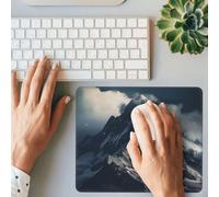 Gaming Mousepad Snow Mountain Clouds Print Square Mouse Pad Soft Cute Computer Mouse Mat with Non-Slip Rubber Base Stitched Edge Mouse Pads for Desk Computers Laptop Office