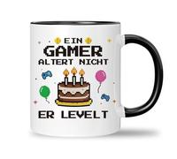 Gaming Mug, A Gamer Does Not Age He Levels, Gamer Gift for Computer Gamer, Funny Coffee Mug, Birthday Gift for Boys and Girls