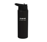 Gaming My Virtual Therapy - Funny Saying Gaming Lover Stainless Steel Insulated Water Bottle