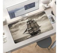 Gaming Nautical Sailing Pirate Theme Mouse Pad 24x12 Large Desk Mat with Non-Slip Rubber & Smooth Surface Foldable Desk Pad for Keyboard and Mouse Laptop Computer Mousepad for Office Home Remote Work