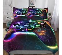 Gaming Neon Game controllers Duvet Cover 3PCs, 3D Bedding Sets with Zipper Closure, Microfiber Polyester Quilt Cover with Pillowcase, For Adult Girls Boys Cotton Comforter Cover King (220x240cm)