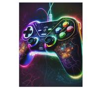 Gaming Neon Gamepad 500 Piece Jigsaw Puzzle- Brain Teaser Game for Adults & Children - Educational Activities Wooden Jigsaws 55×41cm