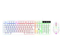 Gaming/Office/General use,wired,colourful LED keyboard and mouse set (GT 100) for desktop pc, laptop,104 keys Anti-ghosting ERGONOMIC, USB connection, suspension keycap, Qwerty -(White)