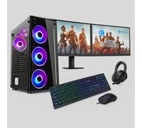Gaming PC Dual Bundle : Intel Core i7 - 16GB RAM -1TB+128GB SSD - GT730 2GB - Win 11 - 2x22 Bundle - Black 6 FAN