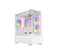 Gaming PC Tower: i7, 8GB RAM, GT1030 2GB, 256GB SSD + 1TB HDD, White 9 Fan Glass RGB Case, Windows 11
