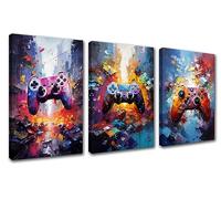 Gaming Pictures Video Game Console Artwork in the Style of Dramatic Canvas Wall Art Colorful Painting Prints Poster for Boys Room Office Workplace Home Wall Decor Stretched Easy to Hang 42”Wx20”H