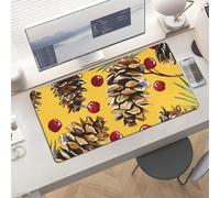 Gaming Pine Cones and Cranberries Mouse Pad 24x12 Large Desk Mat with Non-Slip Rubber & Smooth Surface Foldable Desk Pad for Keyboard and Mouse Laptop Computer Mousepad for Office Home Remote Work