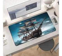 Gaming Pirate Ship Mouse Pad 24x12 Large Desk Mat with Non-Slip Rubber & Smooth Surface Foldable Desk Pad for Keyboard and Mouse Laptop Computer Mousepad for Office Home Remote Work