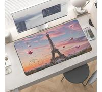 Gaming Romantic Paris Eiffel Tower Mouse Pad 24x12 Large Desk Mat with Non-Slip Rubber & Smooth Surface Foldable Desk Pad for Keyboard and Mouse Laptop Computer Mousepad for Office Home Remote Work