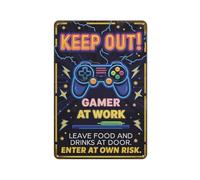 Gaming Room Decor Warning Keep Out Gamer at Work Vintage Metal Tin Signs Wall Decor Home Bar Kitchen Coffee Man Cave Garage Wall Decor Art Tin Sign 12x16 Inch