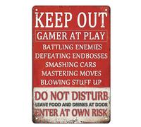Gaming Room Sign Bedroom Door Tin Signs Funny Keep Out Sign Wall Decor Keep Out Gamer At Play Do Not Disturb Enter At Own Risk Signs Men Gamer Boy Gaming Room Wall Retro Metal Tin Sign 8X12 inches
