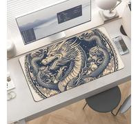 Gaming Round Frame Dragon Mouse Pad 24x12 Large Desk Mat with Non-Slip Rubber & Smooth Surface Foldable Desk Pad for Keyboard and Mouse Laptop Computer Mousepad for Office Home Remote Work