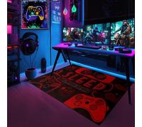Gamepad Area Rugs for Gamer Floor Rugs for Boys Gaming Red Black Carpet Bedroom Floor Mats Doormats Video Game Mens Floor Mat for Teen Room Home Decor, 2'x3'