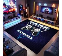 Gaming Rugs for Boys Room, 180x230cm, Navy Blue Game Controller Modern Geometric Cool Gamepad Letter Print Area Rug, Non Slip Low Pile Play Mat for Teens Room Decor Game Room