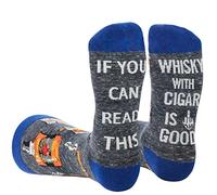 Gaming Socks Men, Novelty Funny Music Food Greenback Calf Socks Gift for Gamer Teen Boys Kids Sons, Whisky & Cigar, 5-13 UK