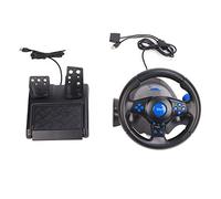 Gaming Steering Wheel, 180 Degree Rotation 3 in 1 Multifunctional Game Racing Wheel, USB Power Supply Steering Wheel with Pedals for PC