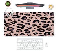 Gaming Surface Mat Pink Leopard Large Long Mouse Pad Large Non-Slip for Office and Home Desk Cover Protector Decor Computer Mat for Desk Keyboard Computer Gaming Accessories (80 X 30 Cm)
