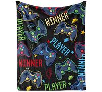 Gaming Throw Blanket Gifts for Boys, Soft Video Game Controller Cozy Plush Flannel Blanket for Kids Baby Bedroom, 100 x 130 cm Black Gamer Fleece Fluffy Blanket for Girls Toddler Couch Bed Sofa Decor