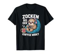 Gaming until the coffee works - funny gamer coffee design T-Shirt